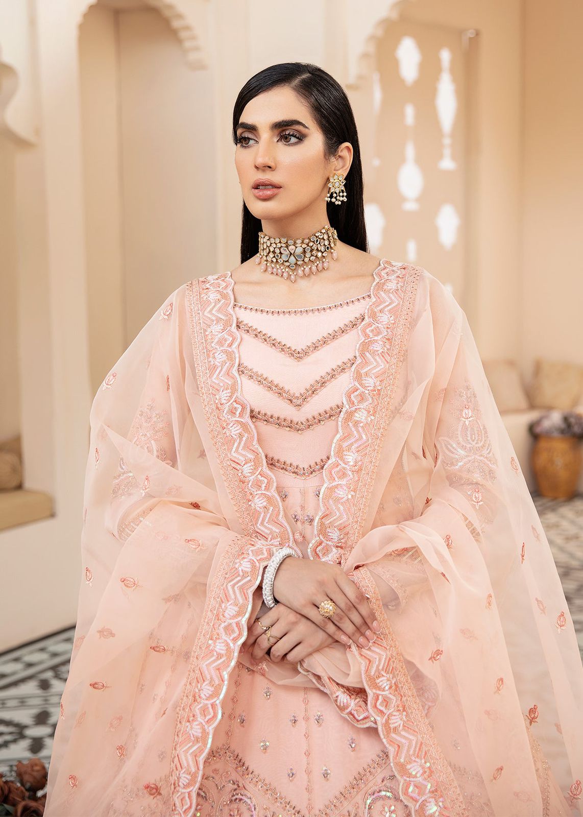 AKBAR ASLAM BLUSH U-1442 FORMAL COLLECTION STITCHED - House Of Hania