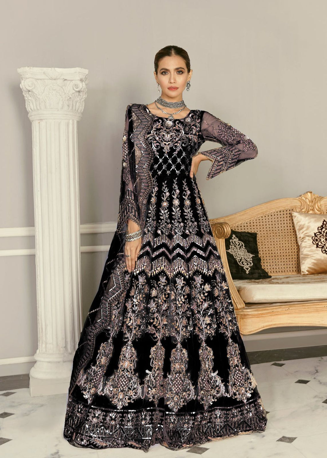 AKBAR ASLAM WISTERIA  U-1366 FORMAL COLLECTION STITCHED - House Of Hania