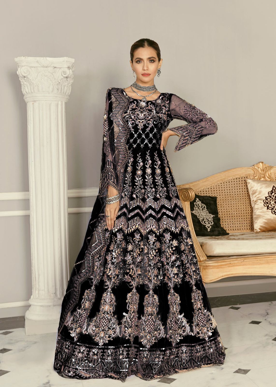 AKBAR ASLAM WISTERIA  U-1366 FORMAL COLLECTION STITCHED - House Of Hania