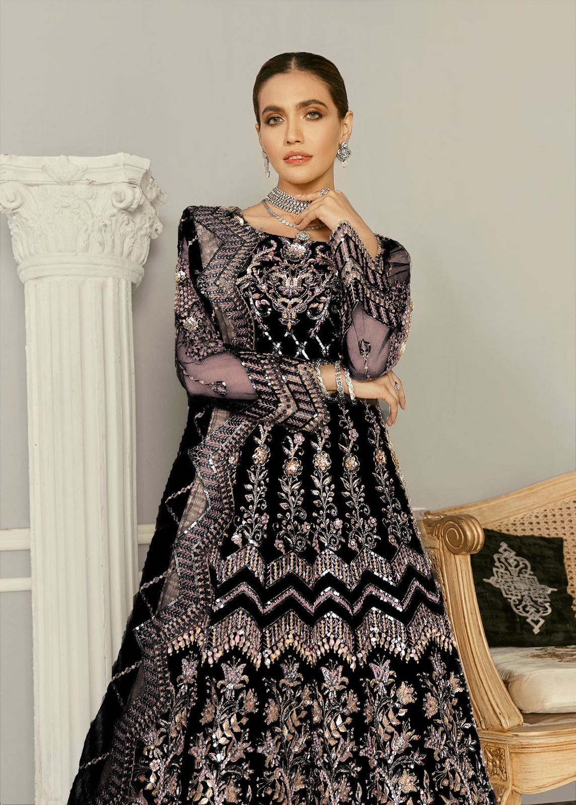 AKBAR ASLAM WISTERIA  U-1366 FORMAL COLLECTION STITCHED - House Of Hania