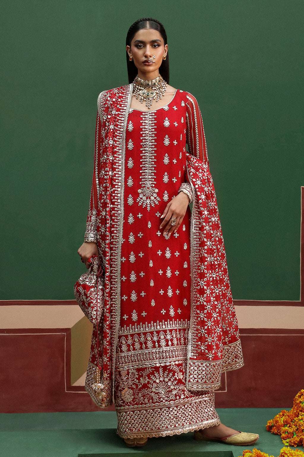 Afrozeh Shehnai Wedding Formal 3Pc Suit AFS-24-02 Nishat - House Of Hania