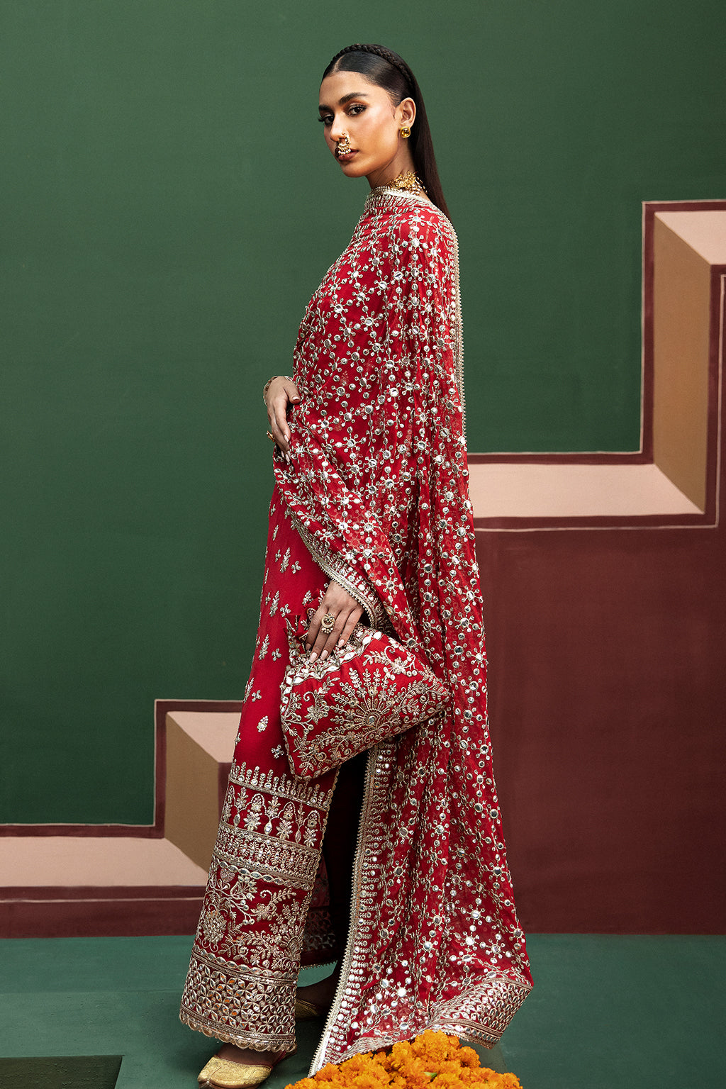 Afrozeh Shehnai Wedding Formal 3Pc Suit AFS-24-02 Nishat - House Of Hania