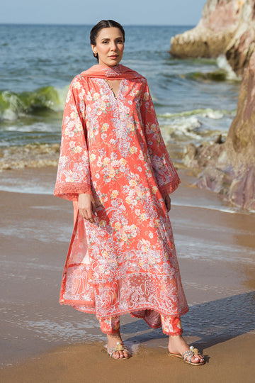 Afrozeh Summer Together Embroidered Lawn 3Pc Suit - Jasmine - House Of Hania