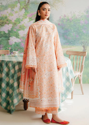 Afrozeh The Floral Charm Embroidered Lawn 3Pc Suit AL-24-V1-10 - House Of Hania