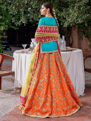 Akbar Aslam Mastani Embroidered Raw Silk 3Pc Suit - MAAHRU - House Of Hania