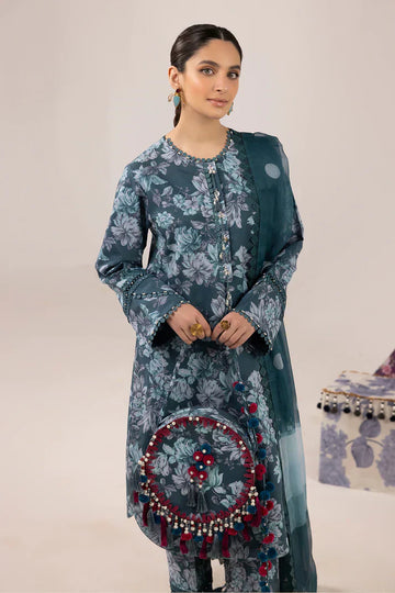 Alizeh | Sheen Lawn Prints 24 | Sea Mist - House Of Hania