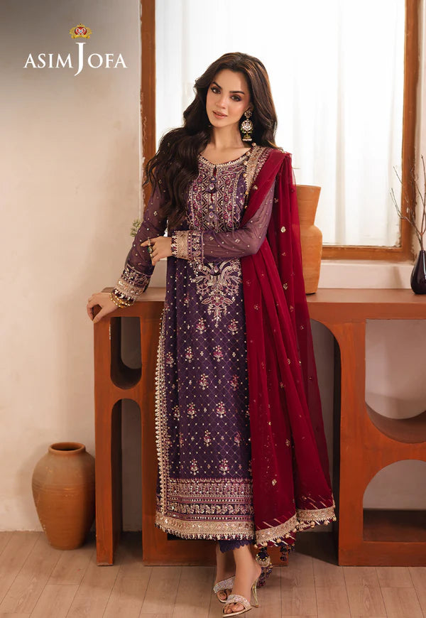 Asim Jofa | Heeriye | AJHE-01 EMBROIDERED CHIFFON 3 PCS - House Of Hania
