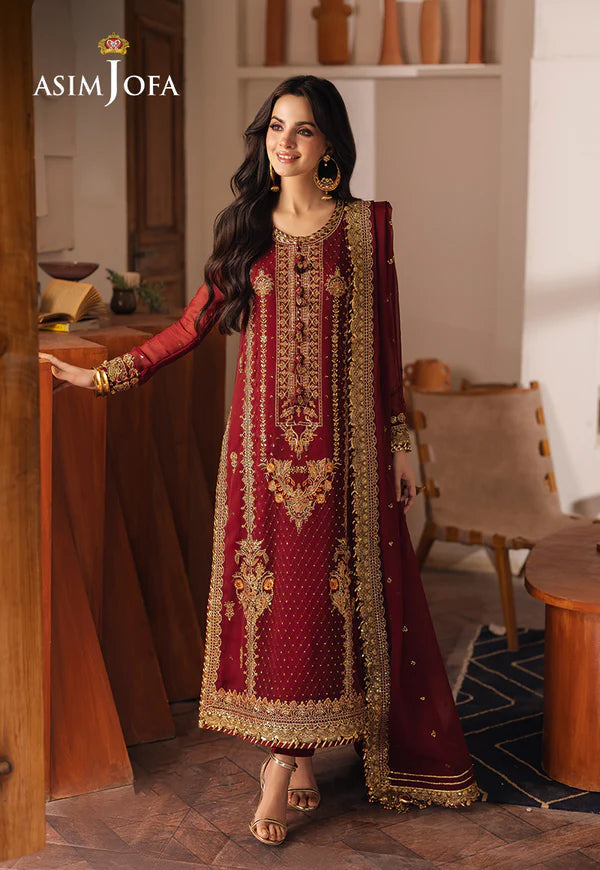 Asim Jofa | Heeriye | AJHE-02 EMBROIDERED CHIFFON 3 PCS - House Of Hania