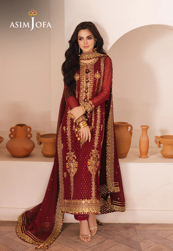 Asim Jofa | Heeriye | AJHE-02 EMBROIDERED CHIFFON 3 PCS - House Of Hania