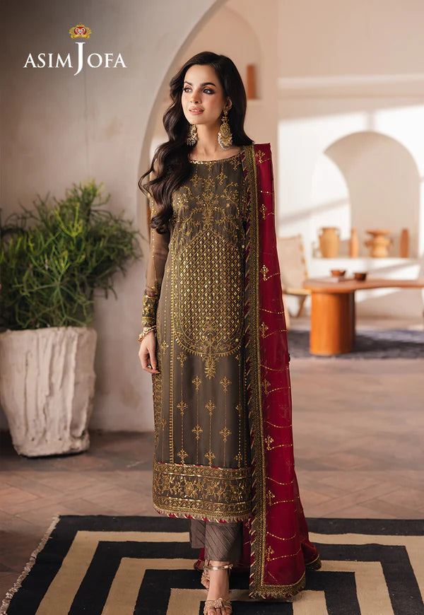 Asim Jofa | Heeriye | AJHE-06 EMBROIDERED CHIFFON 3 PCS - House Of Hania