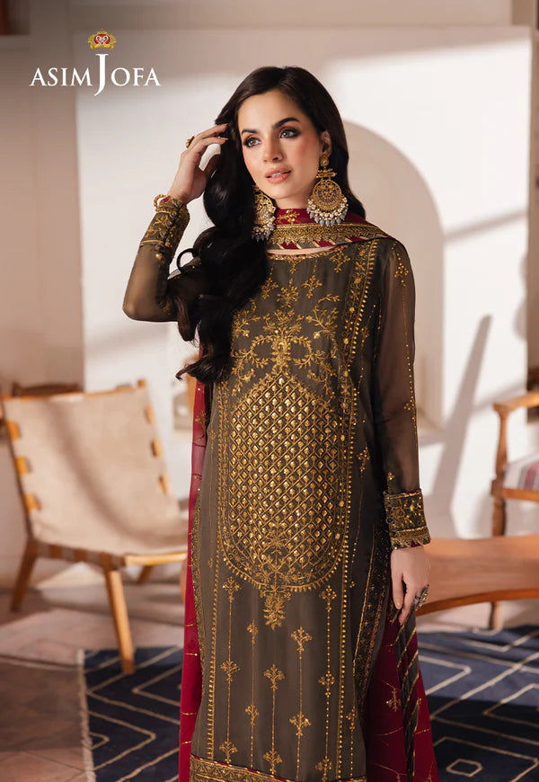 Asim Jofa | Heeriye | AJHE-06 EMBROIDERED CHIFFON 3 PCS - House Of Hania