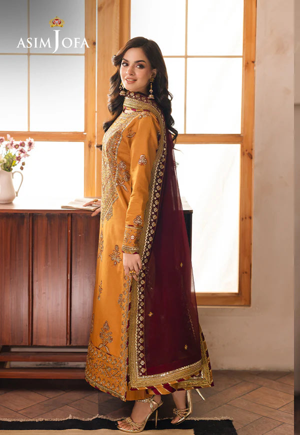 Asim Jofa | Heeriye | AJHE-07 EMBROIDERED JUMBO SILK 3 PCS - House Of Hania