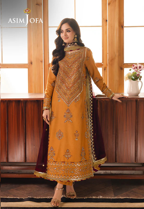 Asim Jofa | Heeriye | AJHE-07 EMBROIDERED JUMBO SILK 3 PCS - House Of Hania