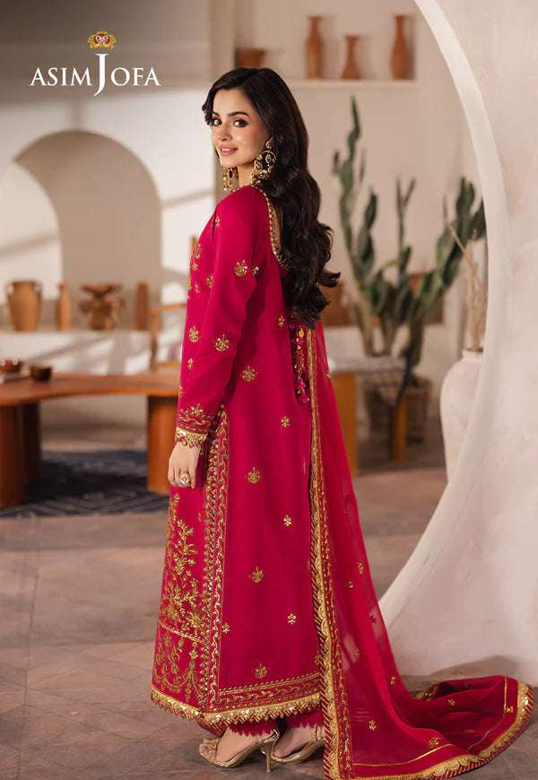 Asim Jofa | Heeriye | AJHE-07 EMBROIDERED JUMBO SILK 3 PCS - House Of Hania