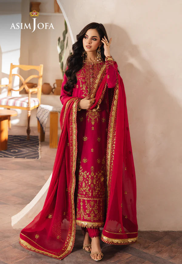 Asim Jofa | Heeriye | AJHE-07 EMBROIDERED JUMBO SILK 3 PCS - House Of Hania