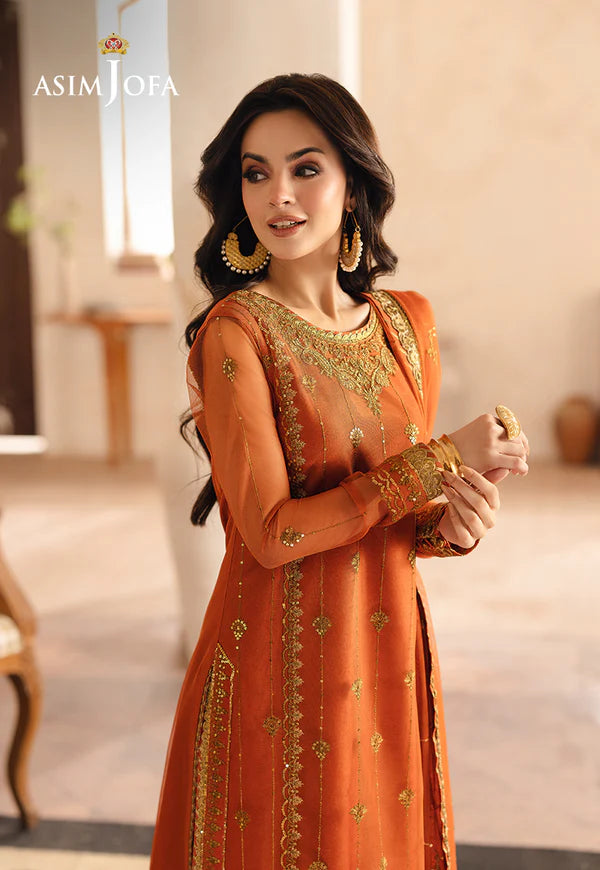 Asim Jofa | Heeriye | AJHE-09 EMBROIDERED NET 3 PCS - House Of Hania