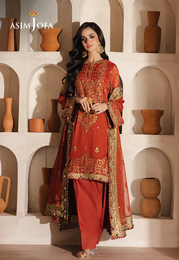 Asim Jofa | Heeriye | AJHE-10 EMBROIDERED CHIFFON 3 PCS - House Of Hania