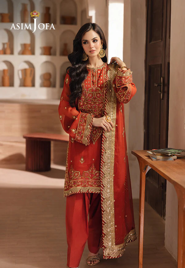 Asim Jofa | Heeriye | AJHE-10 EMBROIDERED CHIFFON 3 PCS - House Of Hania