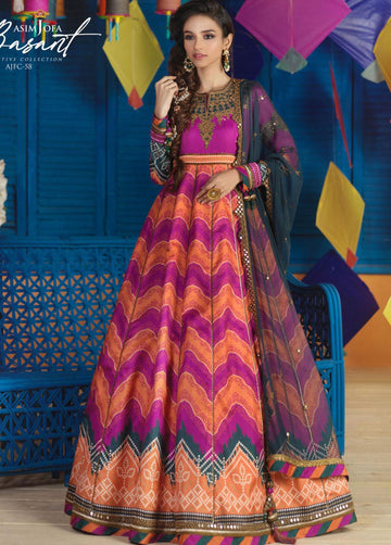 Asim Jofa | Luxury Collection | Shocking Pink Silk Suit - House Of Hania