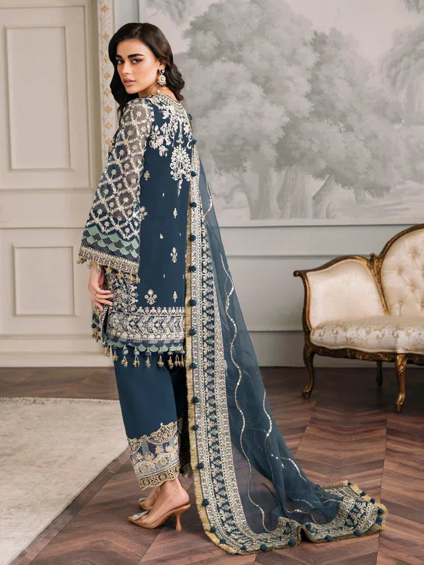 Baroque Chantelle Embroidered Luxury Chiffon 3Pc Suit EC-01 - House Of Hania