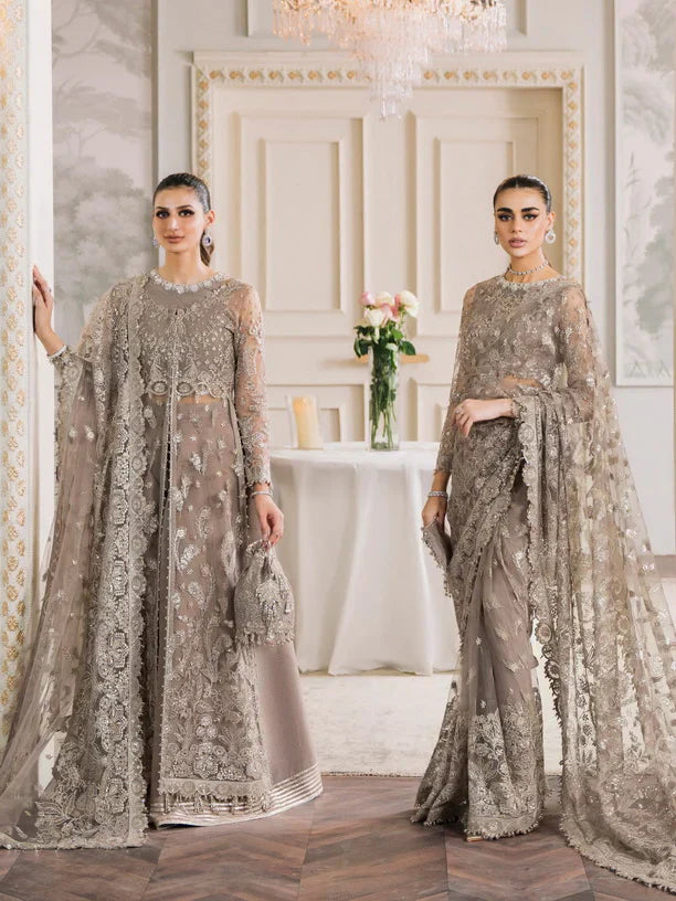 Baroque Chantelle Embroidered Luxury Net 3Pc Suit EC-06 - House Of Hania