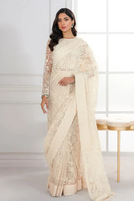 Baroque Chantelle Embroidered Luxury Net Saree D-287 - House Of Hania