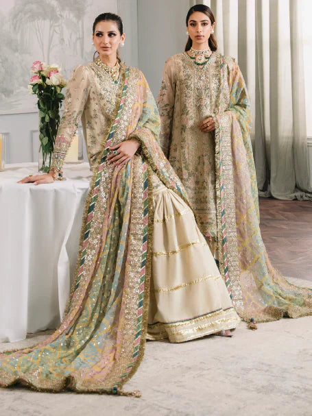 Baroque Chantelle Embroidered Luxury Zari Masuri 3Pc Suit EC-04 - House Of Hania