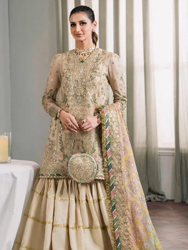 Baroque Chantelle Embroidered Luxury Zari Masuri 3Pc Suit EC-04 - House Of Hania
