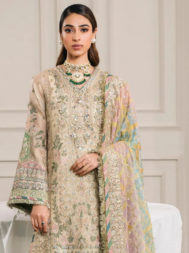 Baroque Chantelle Embroidered Luxury Zari Masuri 3Pc Suit EC-04 - House Of Hania