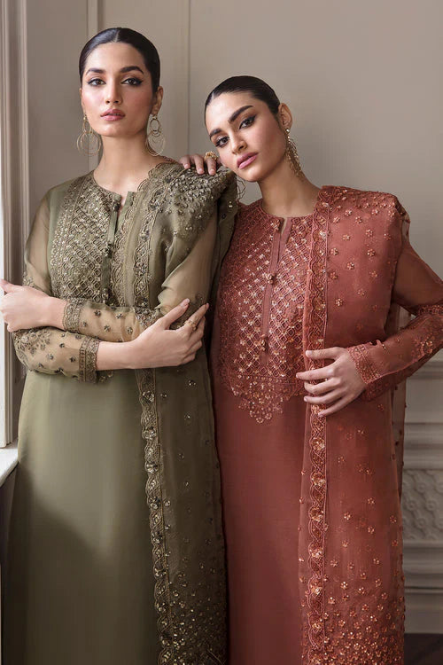 Baroque Exclusive Formal Embroidered Chiffon 3Pc UF-296 - House Of Hania