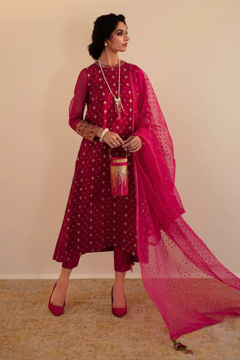 Baroque Exclusive Formal Embroidered Chiffon 3Pc UF-394 - House Of Hania