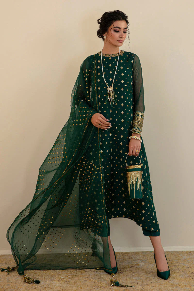 Baroque Exclusive Formal Embroidered Chiffon 3Pc UF-395 - House Of Hania