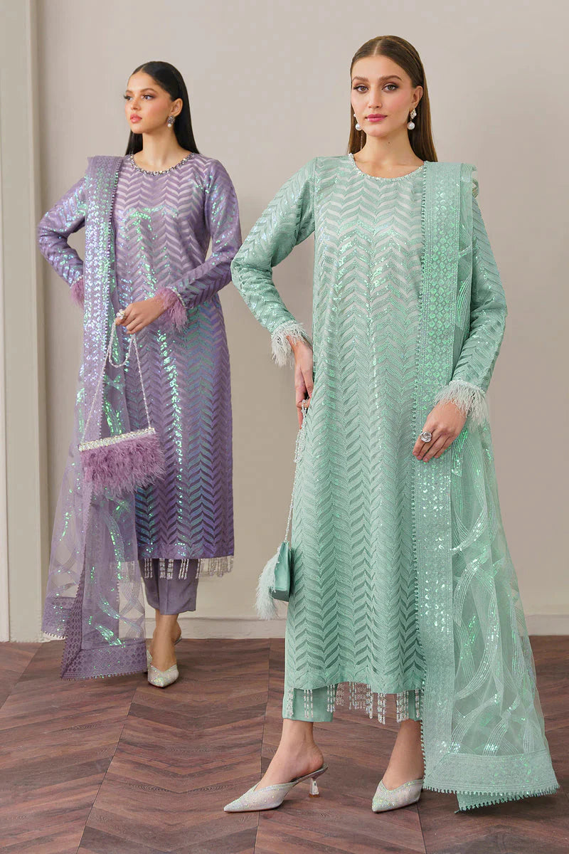 Baroque Exclusive Formal Embroidered Net 3Pc UF-517 - House Of Hania