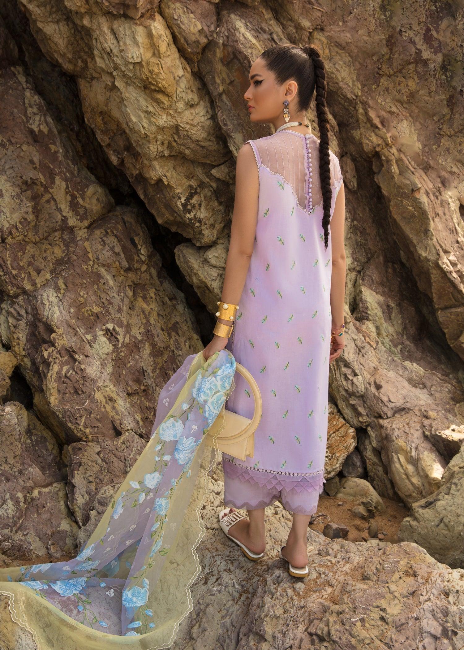 CRIMSON Embroidered Lawn  An Ode to Cross Stitch - D5 A - House Of Hania