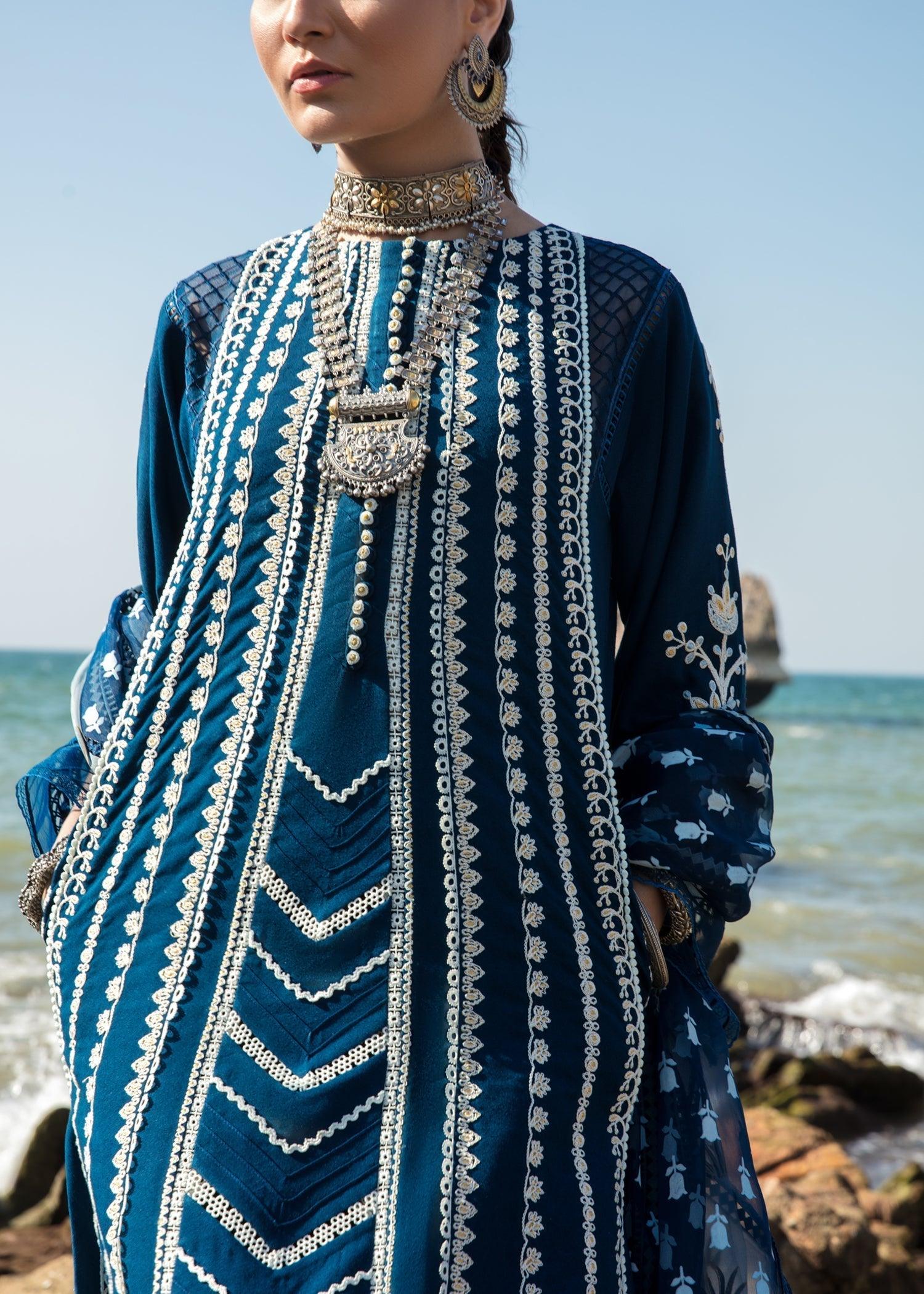 CRIMSON Embroidered Lawn Marori Dreams - D4 A - House Of Hania