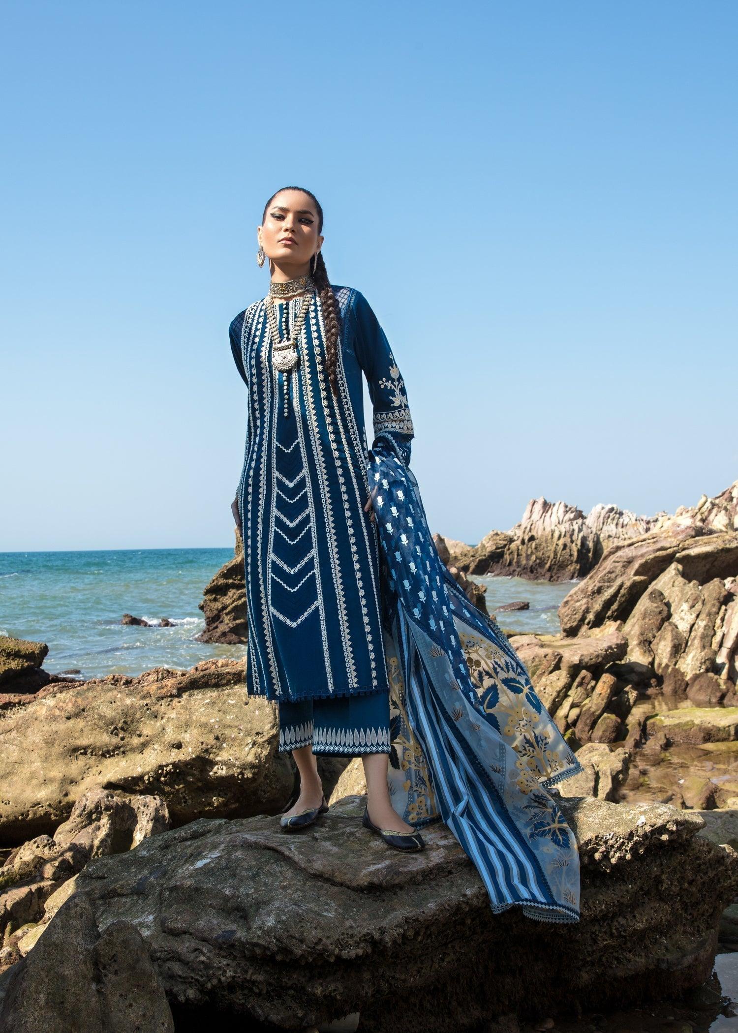 CRIMSON Embroidered Lawn Marori Dreams - D4 A - House Of Hania