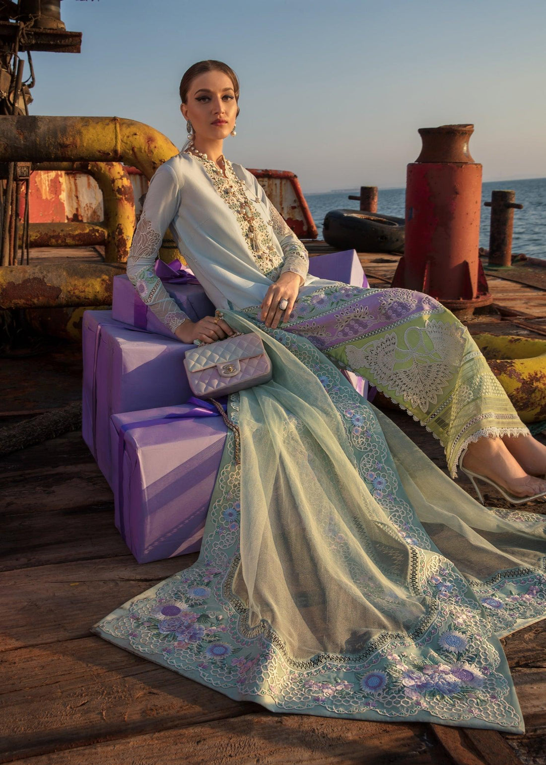 CRIMSON Embroidered Lawn  Summery Medley - D6 B - House Of Hania