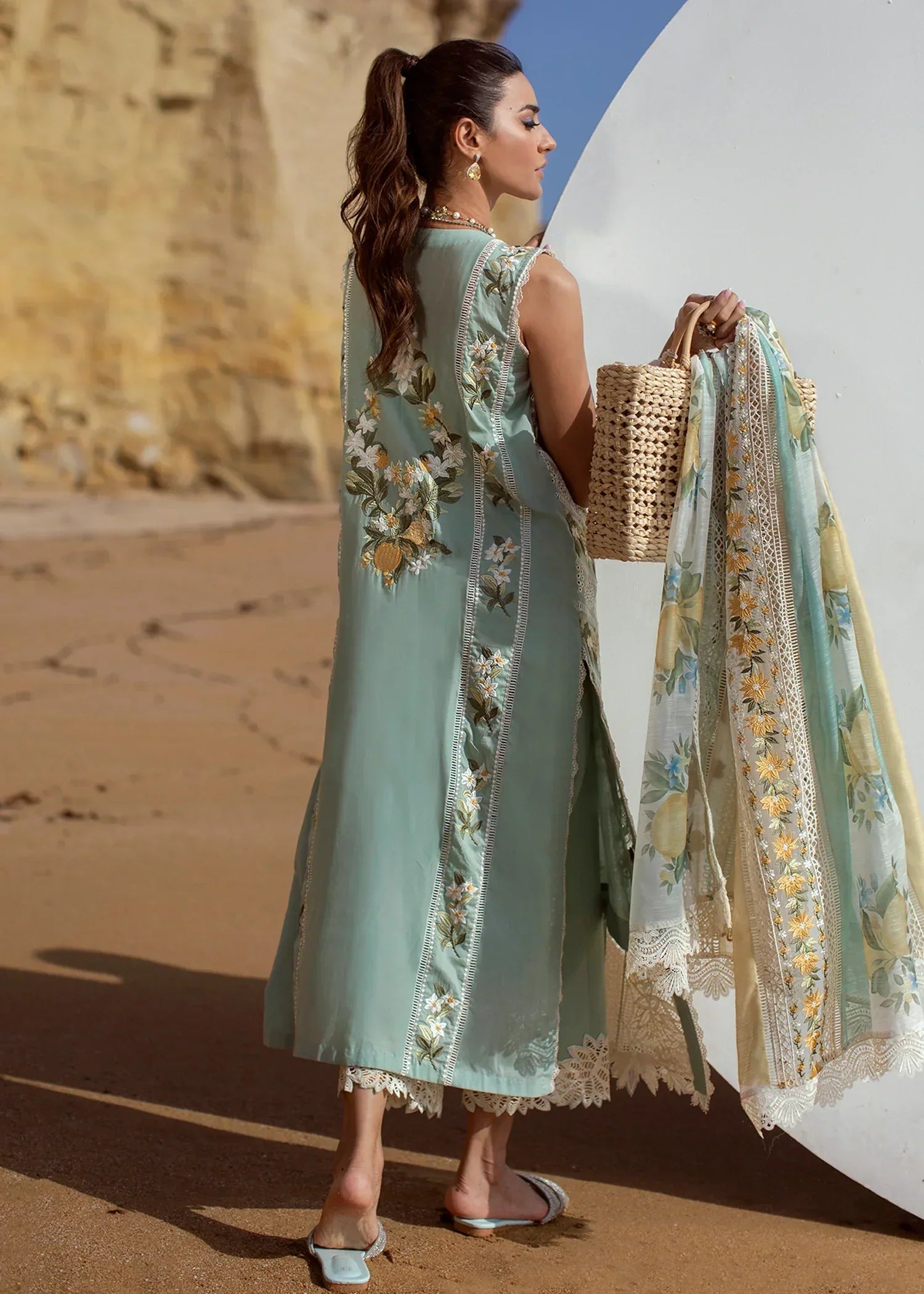 CRIMSON | LUXURY LAWN 2022 – UNSTITCHED – CRIMSON -Sicilian Summer – 2A – Aqua - House Of Hania