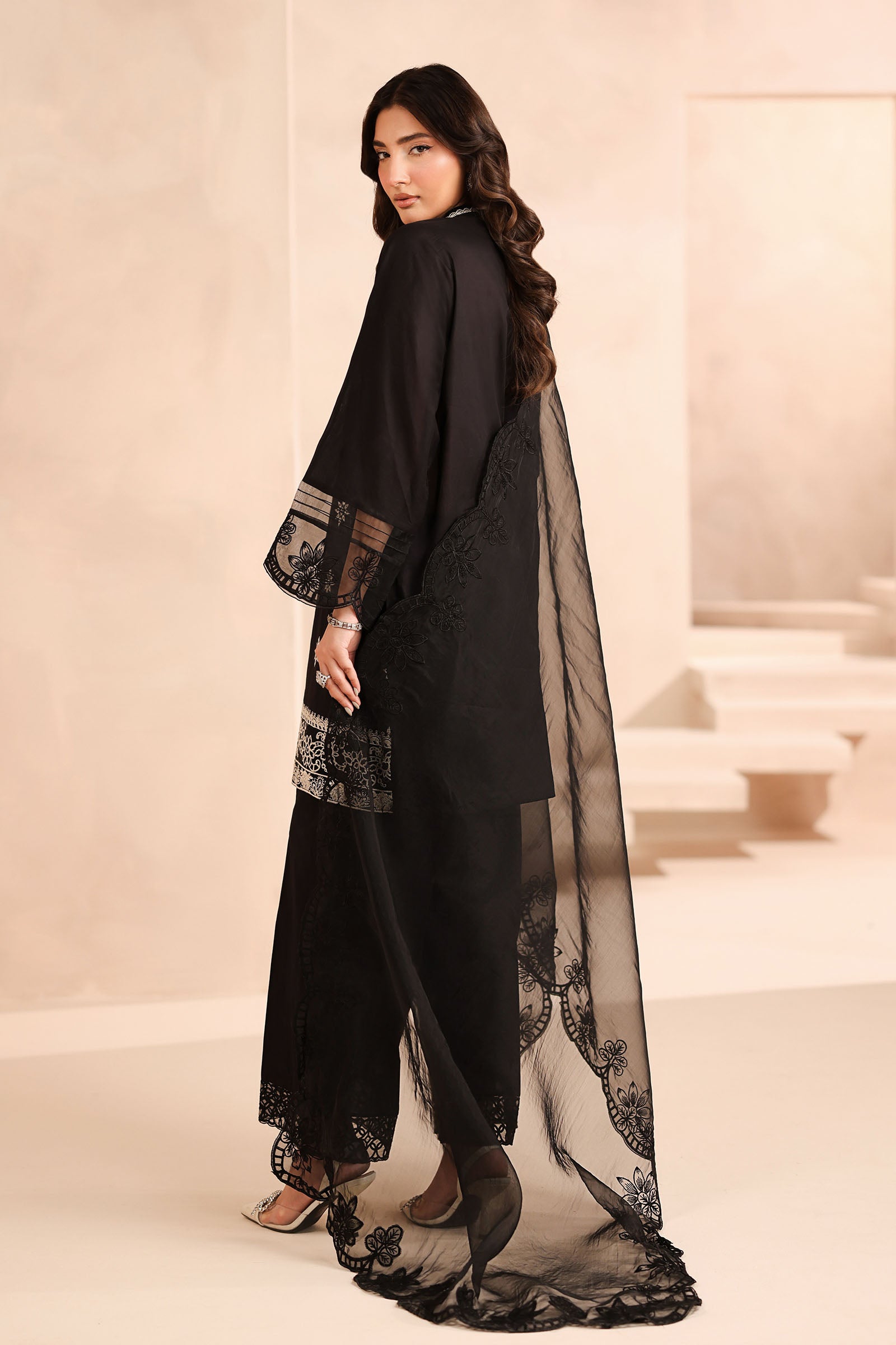 Maria B | Pre Fall Dresses | 3 Piece Embroidered Lawn Suit Black
