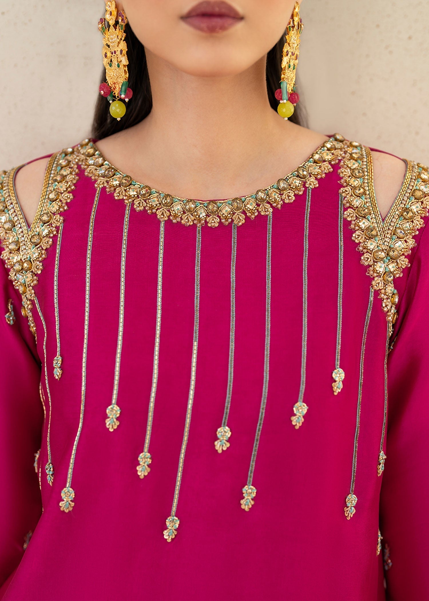 Dastoor | Maahi Luxury Pret 25 | Fuchsia Rose - House Of Hania