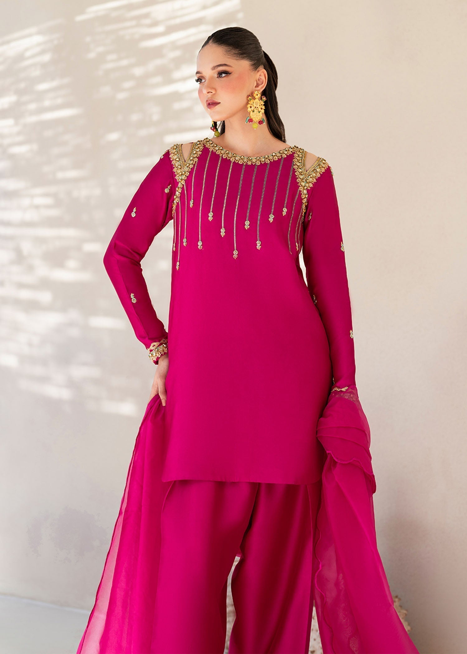 Dastoor | Maahi Luxury Pret 25 | Fuchsia Rose - House Of Hania