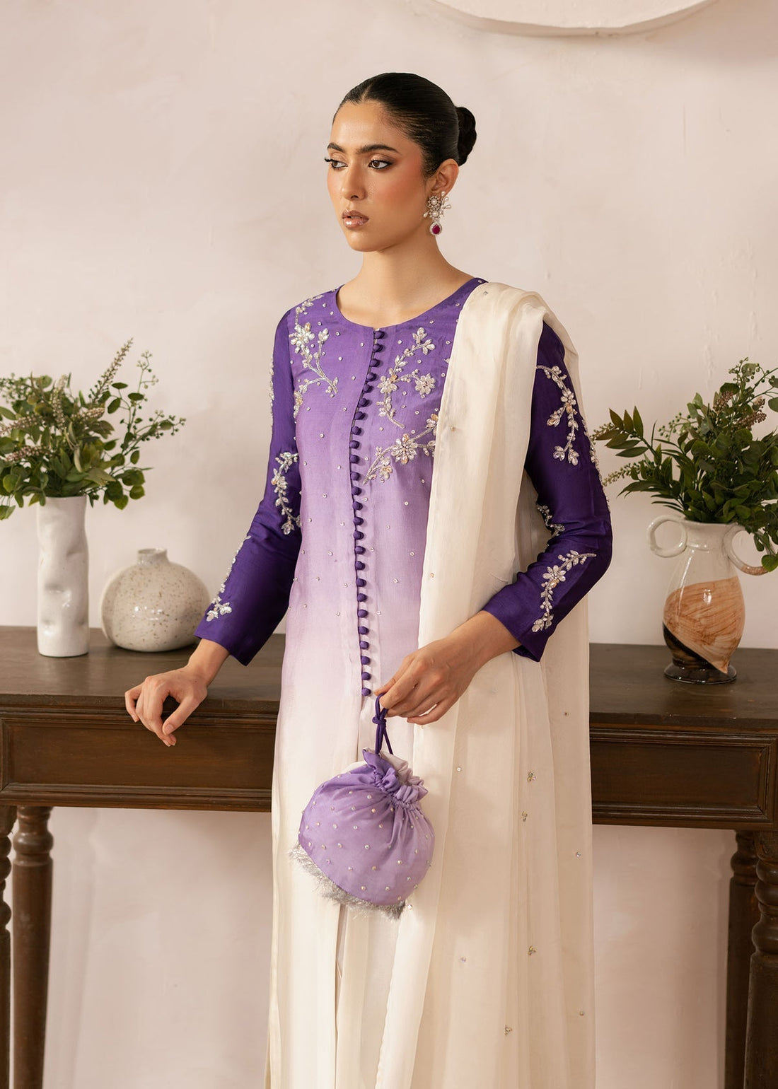 Dastoor | Rania Luxury Pret 25 | Purple Ombre - House Of Hania