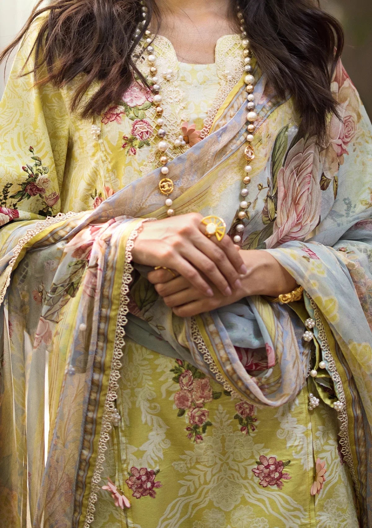 ELAF Signature Embroidered Lawn  3Pc Suit ESL-02A PIXIE DUST - House Of Hania