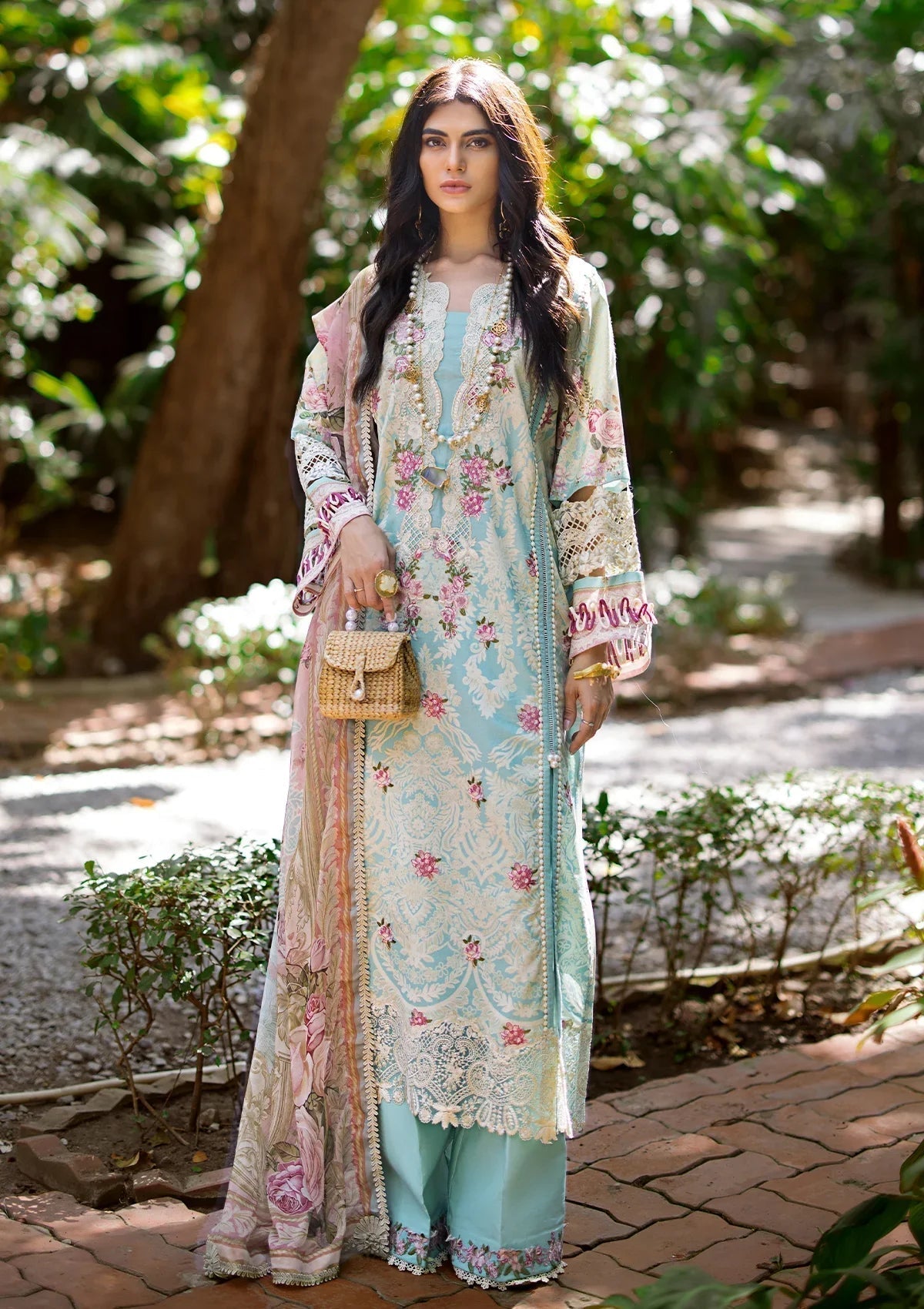 ELAF Signature Embroidered Lawn Unstitched 3Pc Suit ESL-02B PEARLY ESSENCE - House Of Hania