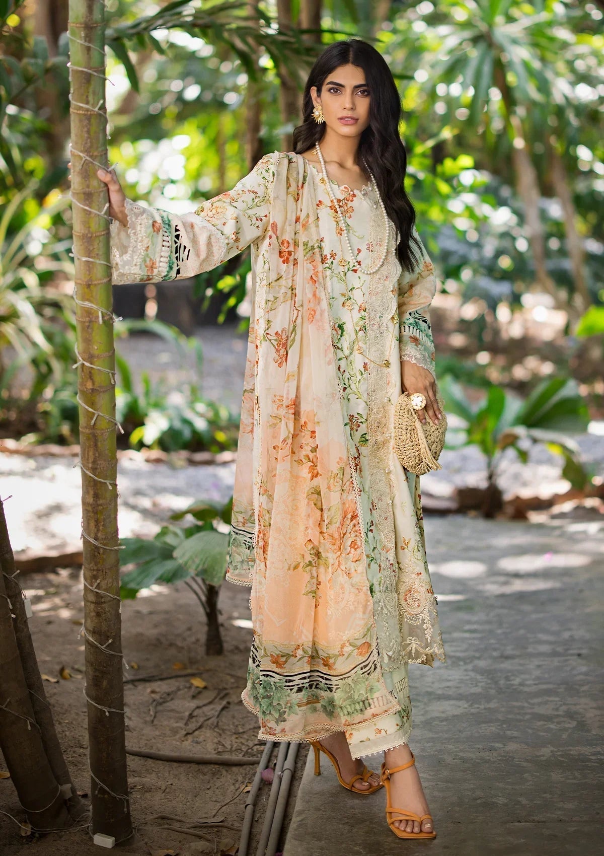 ELAF Signature Embroidered Lawn Unstitched 3Pc Suit ESL-03A ANGELS BREATH - House Of Hania