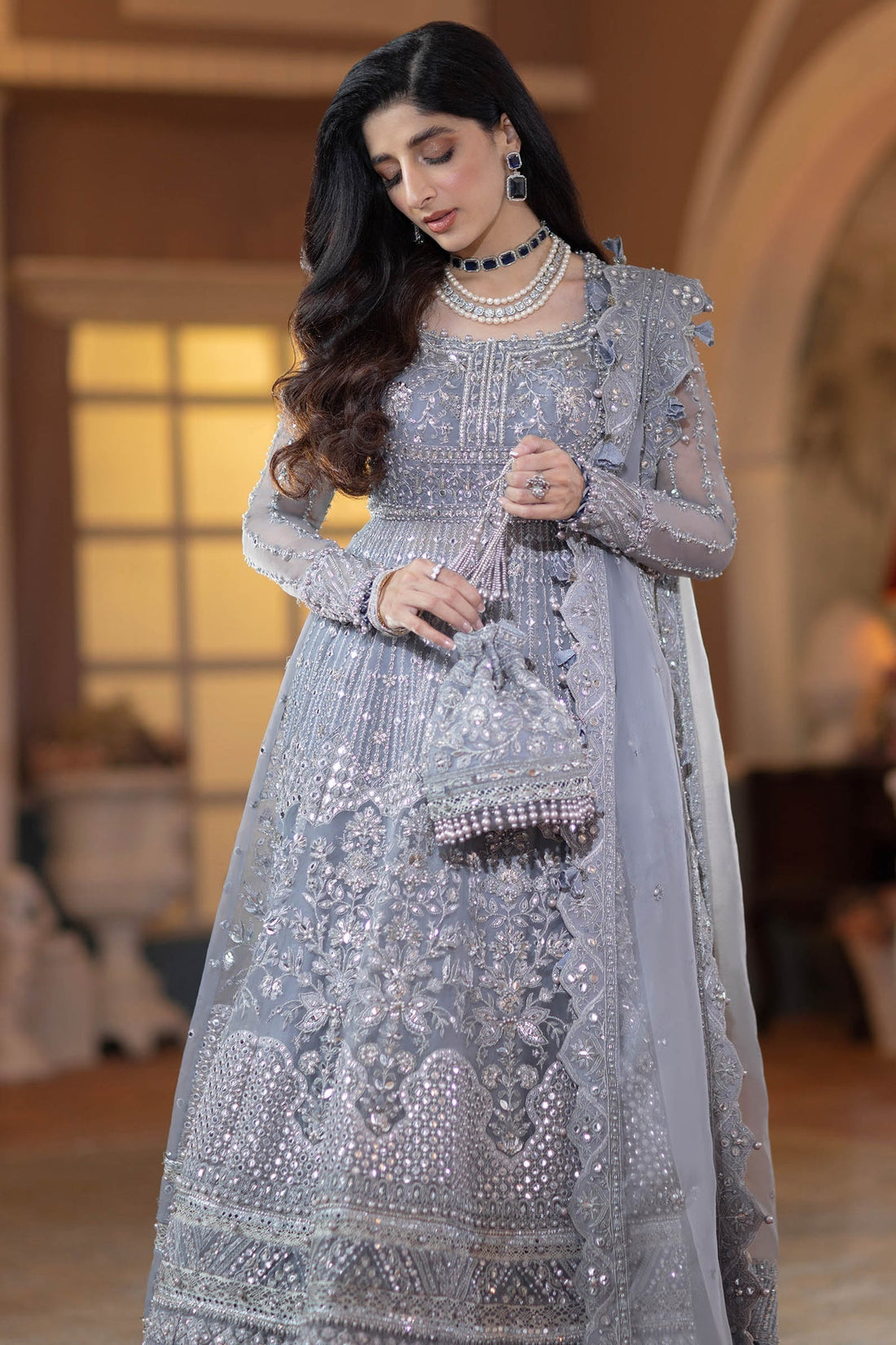 ELAN Wedding Festive Embroidered Organza 3Pc Suit EC2-23-06 - House Of Hania