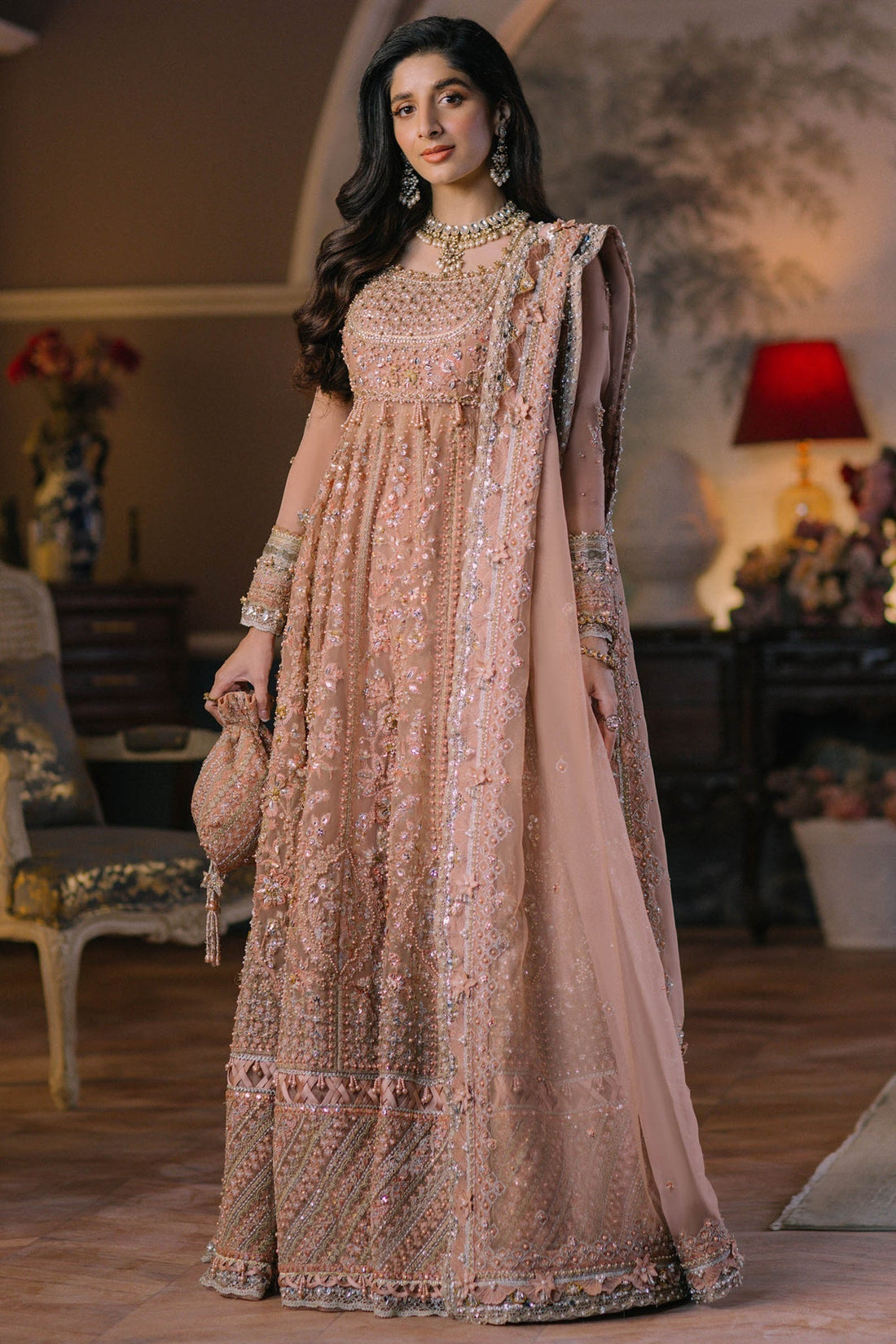 ELAN Wedding Festive Embroidered Organza 3Pc Suit EC2-23-07 - House Of Hania