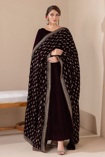 EMBROIDERED VELVET SHAWL VS-42 - House Of Hania