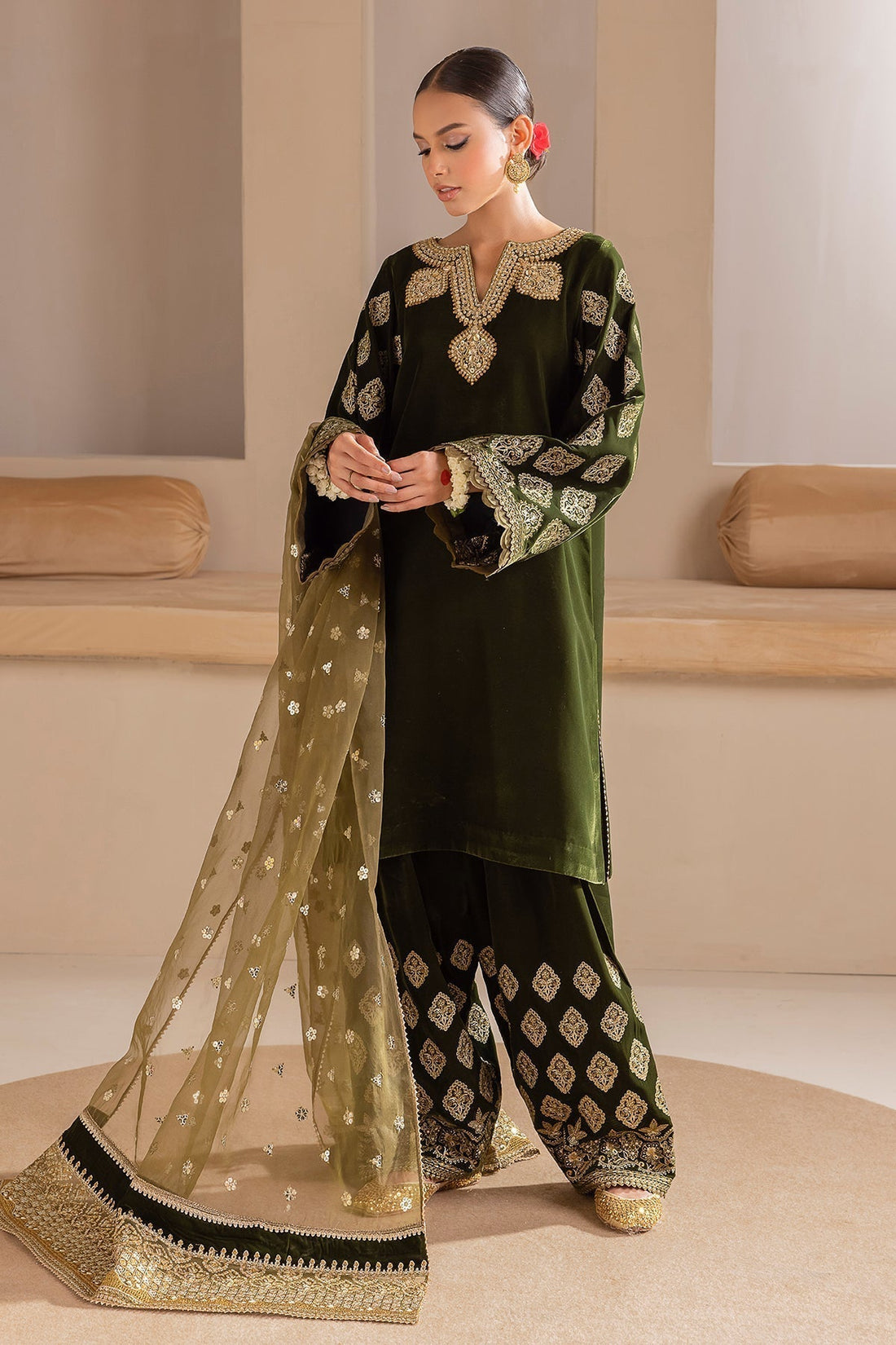 EMBROIDERED VELVET UF-425 - House Of Hania