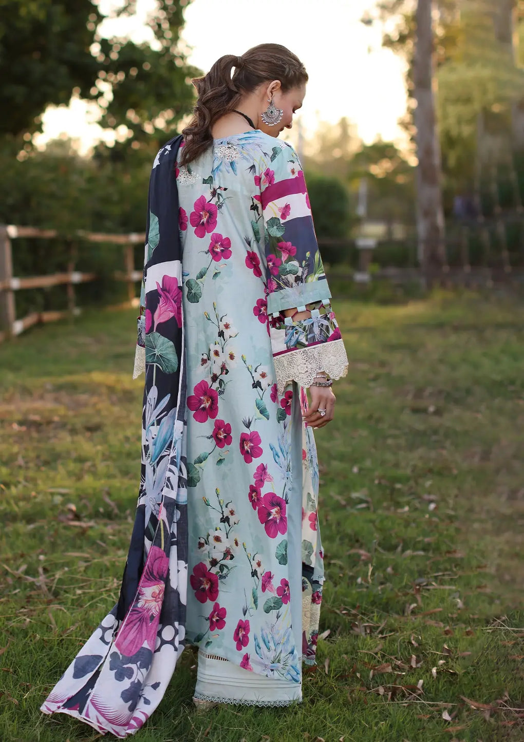 Elaf Premium | Prints Chikankari 24 | 01B AQUABELLA - House Of Hania